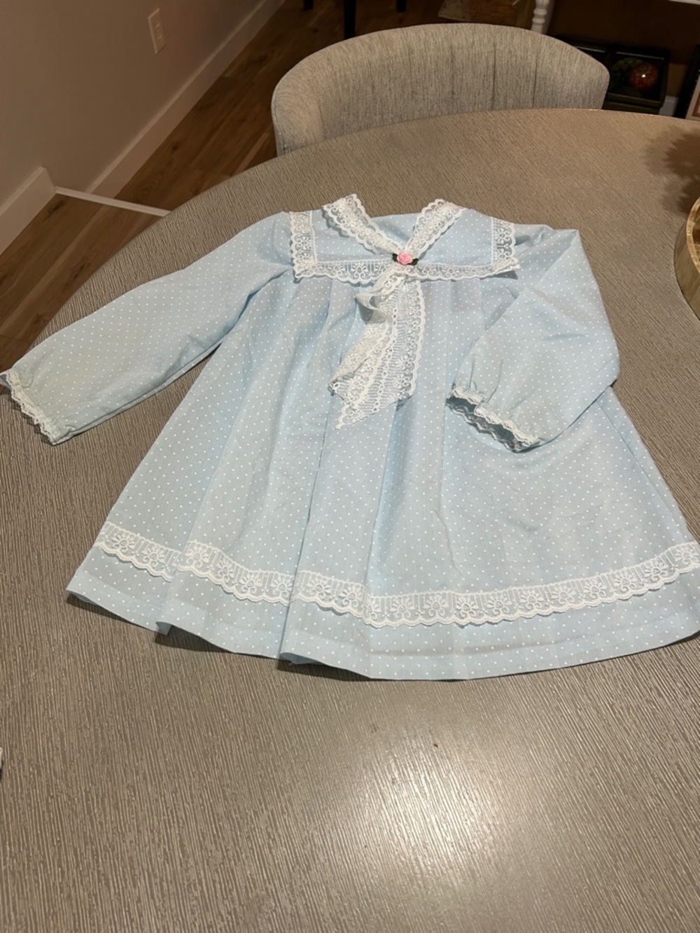 Light Blue Lace-Trim Vintage Toddler Dress